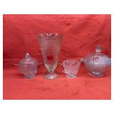 Jeannette Glass Iris and Herringbone Tableware