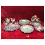 Vintage Blue Tinted Bubble Depression Glassware