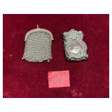Vintage Silver Mesh Purse and Match Safe Pocket...