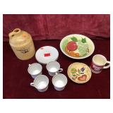 Vintage Stoneware Jug and Assorted Kitchenware Lot