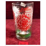 Giant Zinnias Peanut Butter Glass, 5" Tall