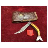 Damascus Steel Fish Folding Knife