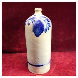 Antique Stoneware Jug, cobalt Flower