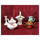 Vintage Ceramic Teapots and Floral Pottery Set