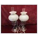 Vintage Milk Glass Hurricane Lamps