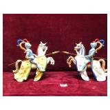 Vintage Porcelain Jousting Knights, Figures