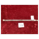Italian Sterling 8 Inch Pave Curb Bracelet