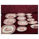 Pink Staffordshire Jenny Lind Platters and Bowls