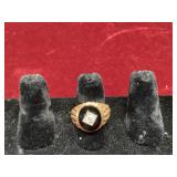 Men Vintage 10K Gold Onyx and Diamond Ring