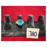 Vintage 10K Yellow Gold Blue Topaz Ring