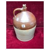 Primitive Two Tone Crock, Jug, 14" Tall