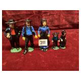 Vintage Painted Cast Iron Amish Family Figurines