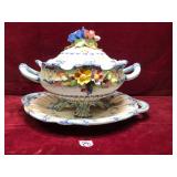 Vintage Italian Soup Tureen, Floral Designs