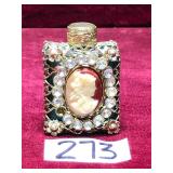 Czechoslovakian Style Cameo Glass Perfume Bottle