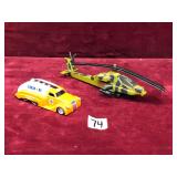 Toy Gas Truck and Tootsie Toy Apache Helicopter