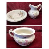 Antique Floral Pitcher and Basin Set