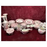 Pink Staffordshire Jenny Lind Dinnerware Set