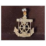 10K Gold Mariner Crucifix Anchor Pendant