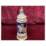 Vintage German Ceramic Beer Stein with Figural Lid