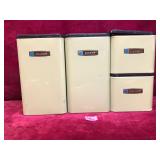 Four Vintage Masterware Avocado Kitchen Canisters