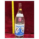Vintage Greggs Beverages 32oz Glass Soda Bottle