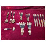 Vintage Siam Brass and Horn Flatware Service