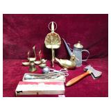 Vintage Brass Decor and Antique Hand Tool Lot