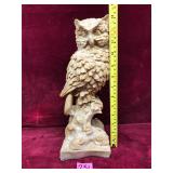 Vintage Faux Carved Stone Owl Figurine