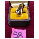 14K Gold Vintage Modernist Smoky Quartz Ring