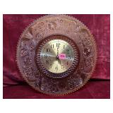 Vintage Amber Pressed Glass Wall Clock
