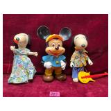 Vintage Disney and Peanuts Vinyl Figure Lot of 3