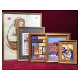 Vintage Framed Art Needlework and Photos Lot