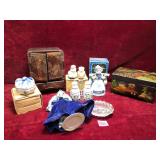 Vintage Lacquer Jewelry Box and Ceramic Decor Lot