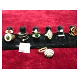 Vintage Gold Toned Mixed Costume Ring Estate Lot