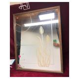 Vintage Etched Wheat Wall Mirror with Gold Detail