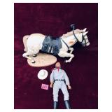 Vintage Lone Ranger Action Figure and Silver Horse