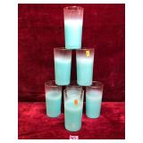 Six Vintage Turquoise Blendo Glass Tumblers