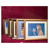 Group of 5 Framed Disney and Currier Ives Prints