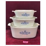 Corning Ware Blue Cornflower Casserole Dish Lot