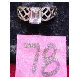 Sterling Silver Emerald Cut Cubic Zirconia Ring