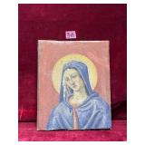 Mother Mary Religious Fresco Style Plaque Art