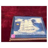 Vintage Nautical Clipper Ship Wooden Valet...
