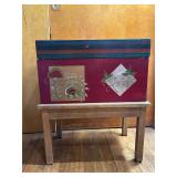 Vintage Painted Wood Storage Trunk on Stand