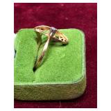 Vintage 10K Yellow Gold Diamond Bypass Ring