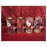 Vintage Fisher Glass NFL Team Beer Mugs