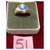 Vintage 10K White Gold Linde Star Sapphire Ring
