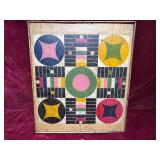 Antique Folk Art Painted Parcheesi Game Board