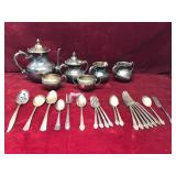 Antique Van Bergh Silver Plate Tea Set and...