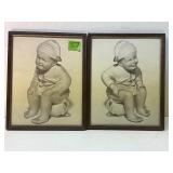 Vintage Before and After Potty Baby Framed Prints