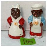 Vintage Ceramic Chef and Mammy Shaker Set